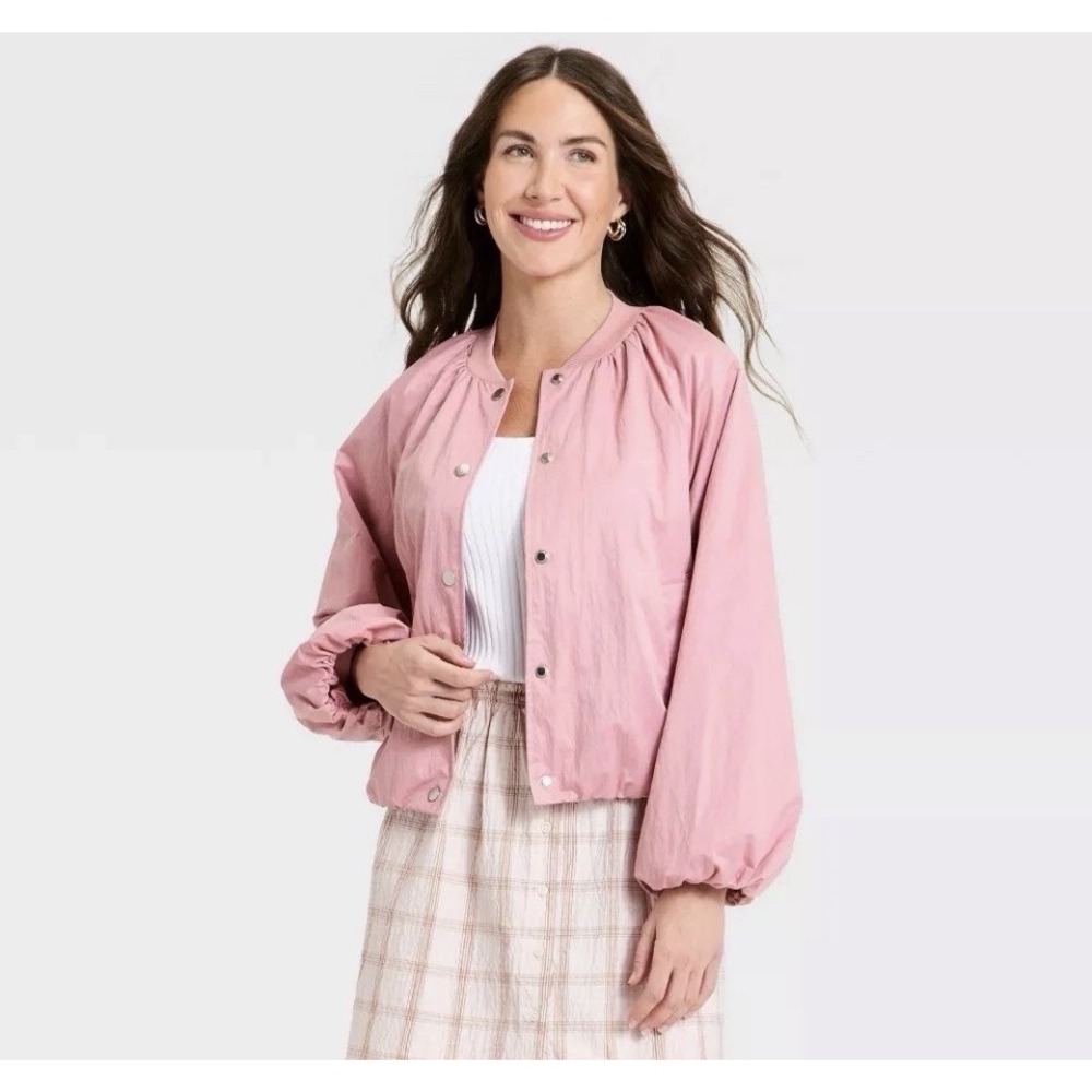 Women's Size Snall Pink Lightweight Bomber Jacket - A New Day